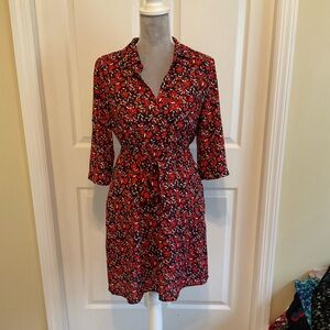 New York and Co. Floral Red and Navy Dress